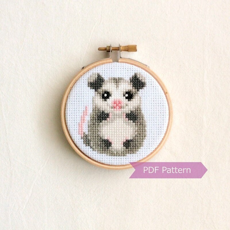 Opossum Cross Stitch PDF - Opossum Embroidery - Instant
