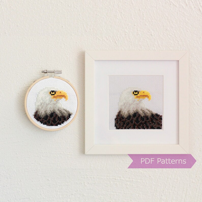 Bald eagle cross stitch pattern PDF Bald Eagle embroidery | Etsy