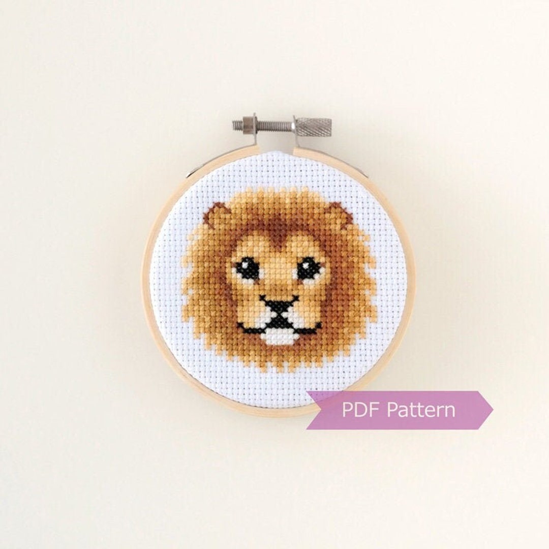 雄ライオンのクロスステッチ PDF - ライオンの刺繍 - 即時