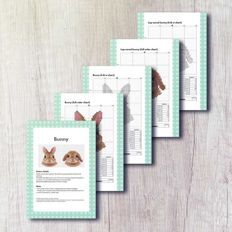 Bunny cross stitch pattern PDF bundle Bunny Lop-eared bunny Instant download Small image 5