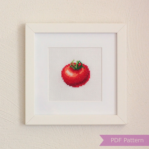 Tomato Cross Stitch Pattern PDF - Tomato Embroidery - Instant