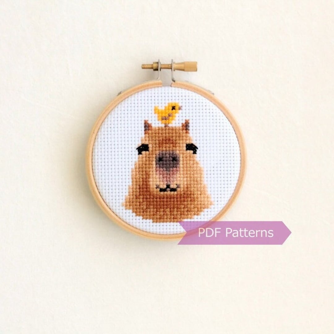 Capybara with friend & fruits cross stitch pattern PDF bundle 