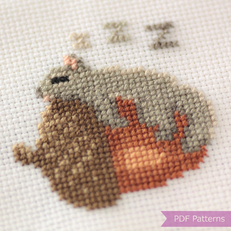 Gray Squirrel cross stitch PDF bundle Set of 4 gray squirrels Instant download Small image 4