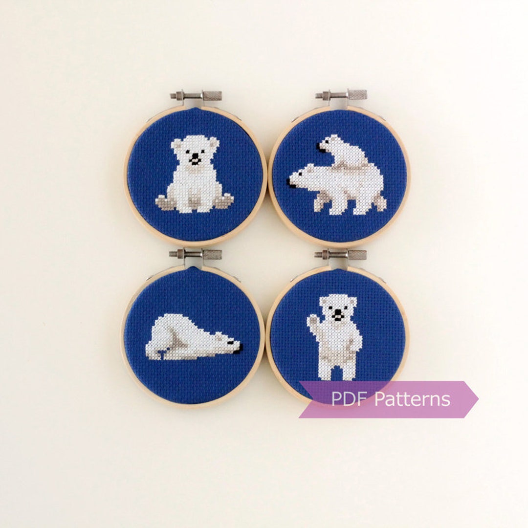 Polar Bear Cross Stitch Pattern PDF Bundle Set of 4 Polar Etsy