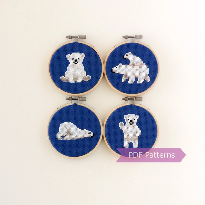 Polar Bear Cross Stitch Pattern PDF Bundle Set of 4 Polar | Etsy
