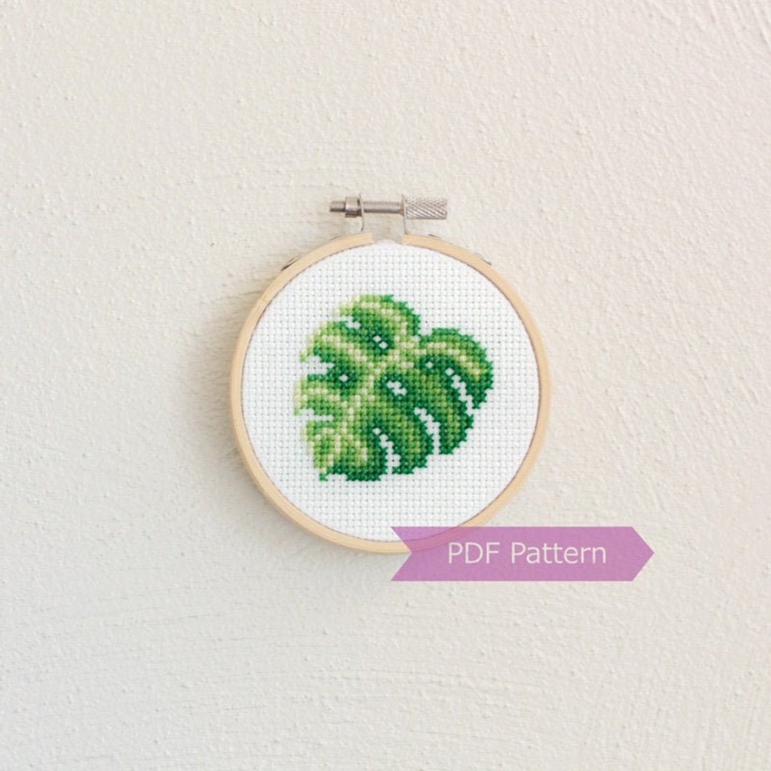Monstera Cross Stitch Pattern PDF - Monstera Embroidery - Instant Download  - Small - Etsy