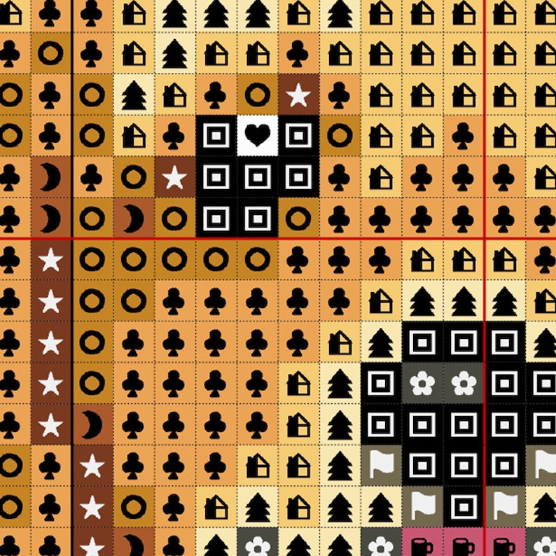 Korsstygnsmönster för Golden Retriever i PDF-format - Mörk + Krämfärgad broderi av Golden Retriever - Direkt nedladdning - Liten bild 4