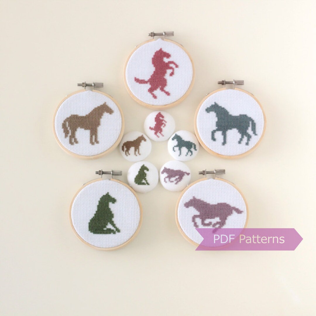 Silhouettes of Horses Cross Stitch Pattern PDF Bundle Set of - Etsy