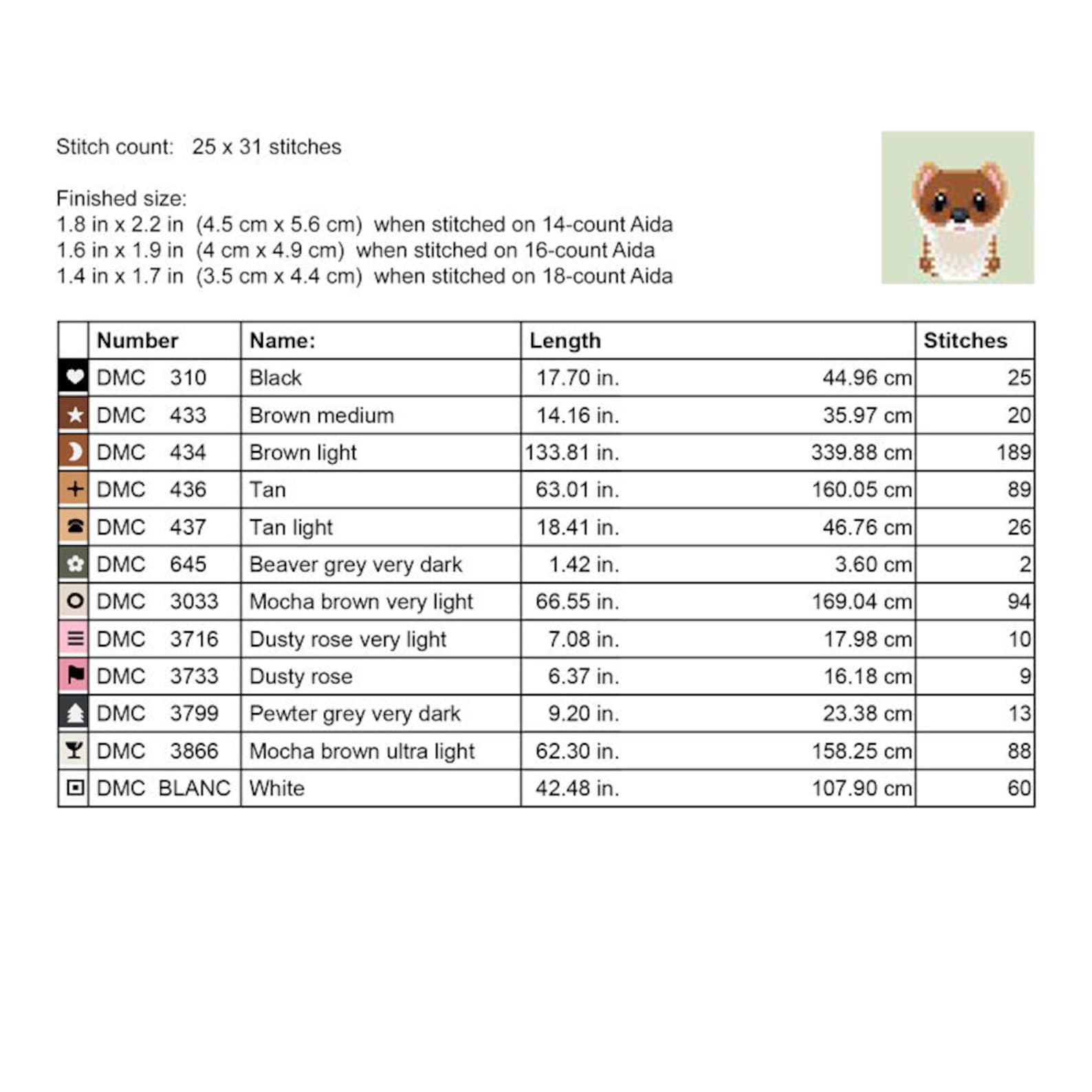 Stoat Movement Patterns Stoat Cross Stitch Pattern PDF Bundle - Stoat/weasel Winter and Summer ...
