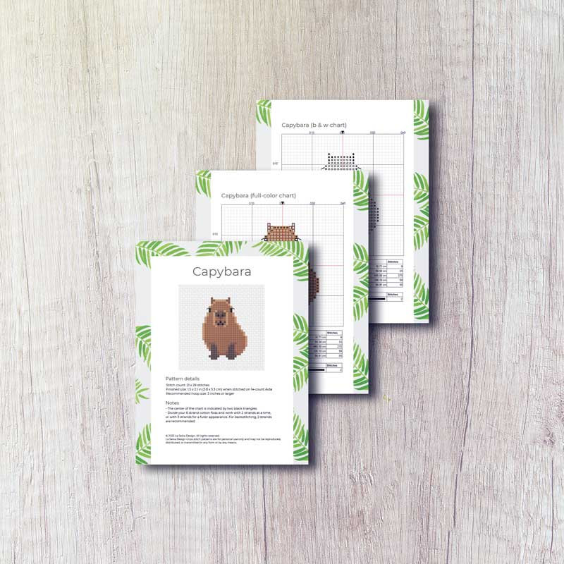 Capybara Cross Stitch Pattern PDF - Capybara Embroidery - Instant