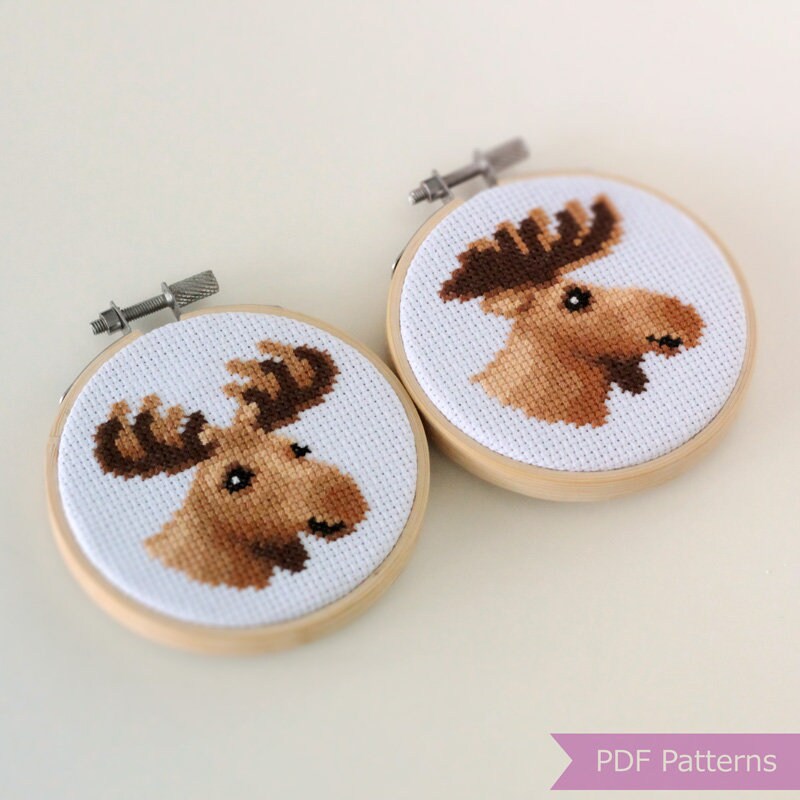Moose cross stitch pattern PDF bundle Moose facing sideways | Etsy