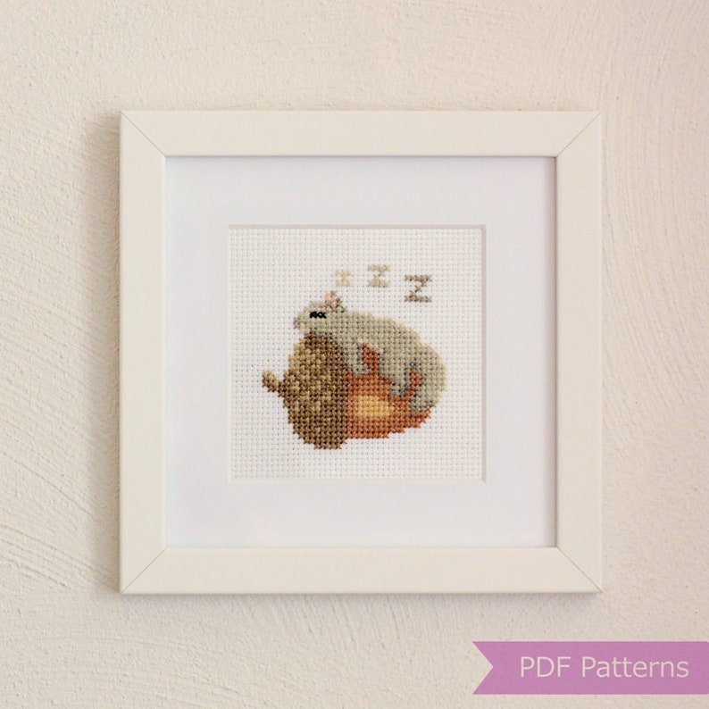 Gray Squirrel cross stitch PDF bundle Set of 4 gray squirrels Instant download Small image 3