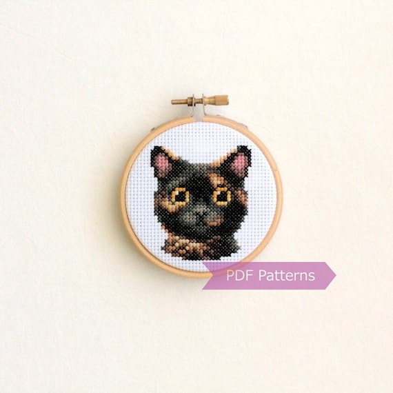 Tortoiseshell Cat Cross Stitch Pattern PDF Bundle - 4 Variations