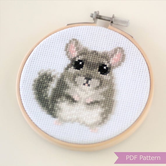 チンチラのクロスステッチパターンPDF - チンチラの刺繍 - すぐに