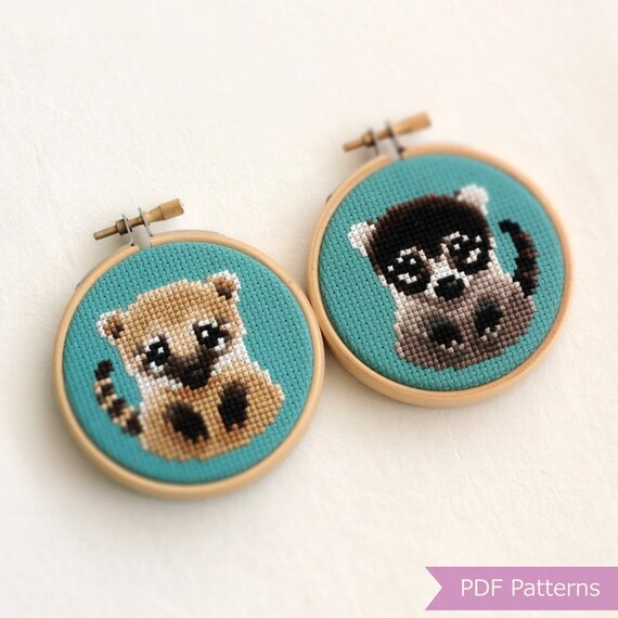 Coati Bundle Cross Stitch Pattern PDF - South American Coati +