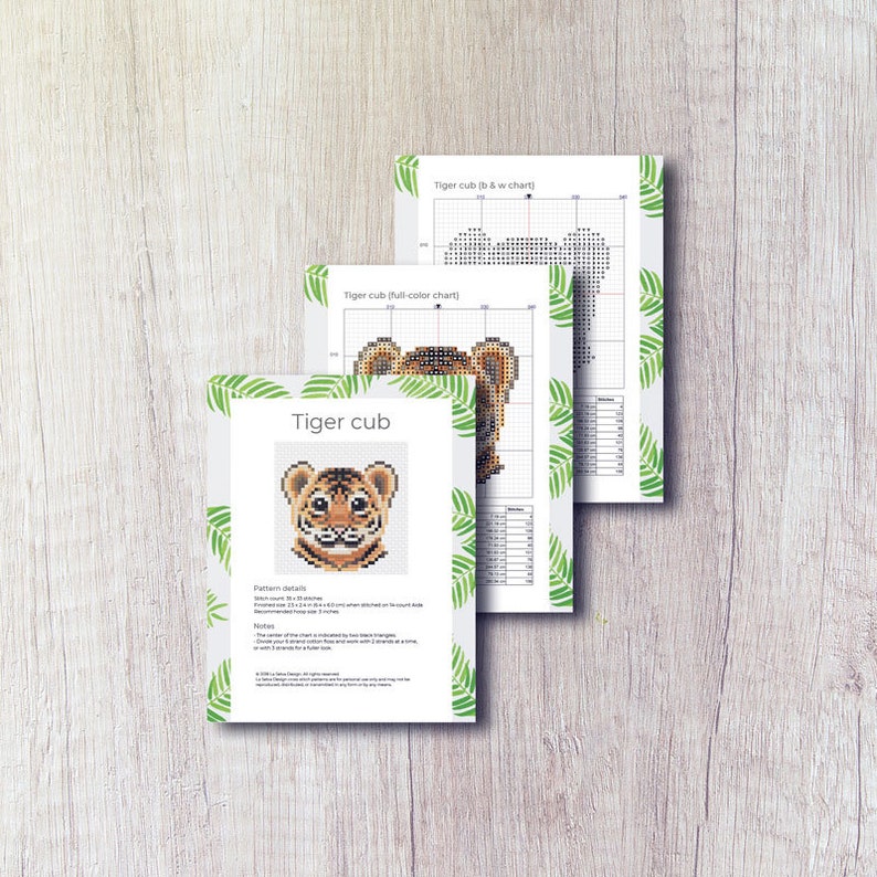 Tiger Cub cross stitch pattern PDF - Tiger Cub embroidery - Instant download - Small image 4