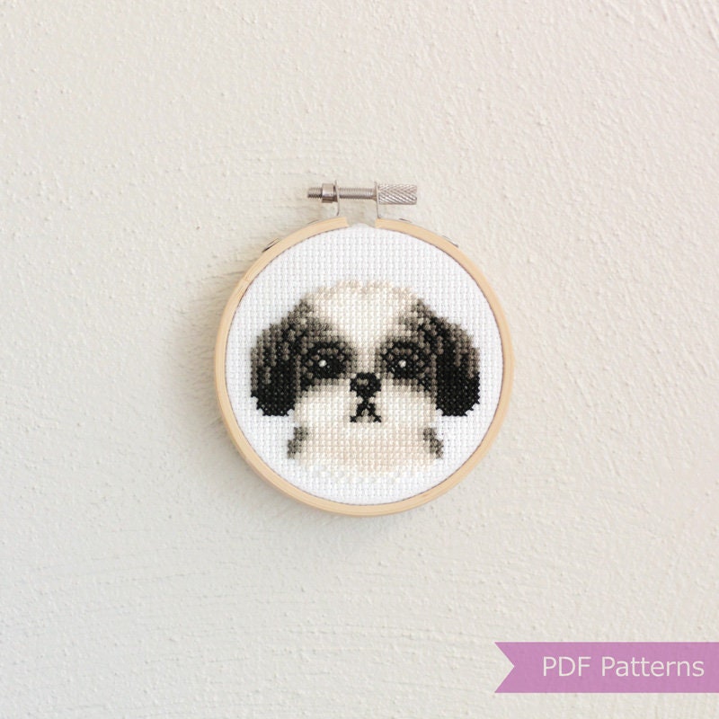 シーズーのクロスステッチパターンPDFバンドル - シーズー刺繍