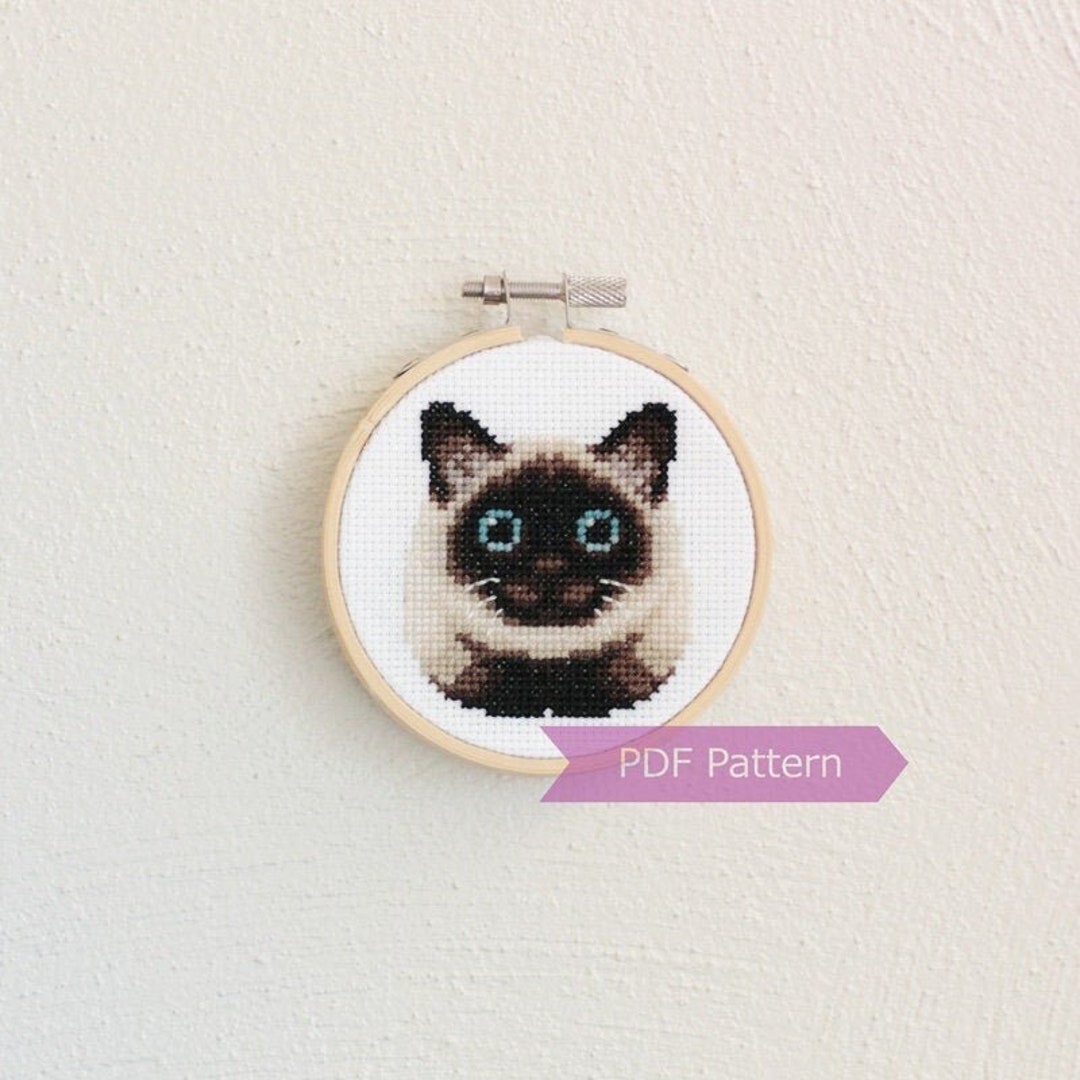 ハンドメイド刺繍フレームひまわりとシャム猫