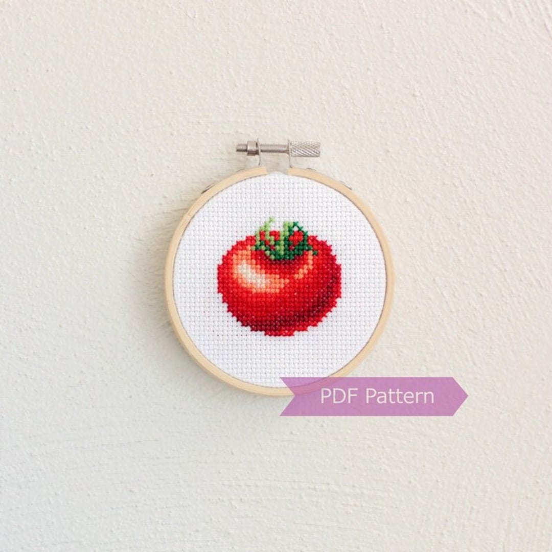 Tomato Cross Stitch Pattern PDF - Tomato Embroidery - Instant