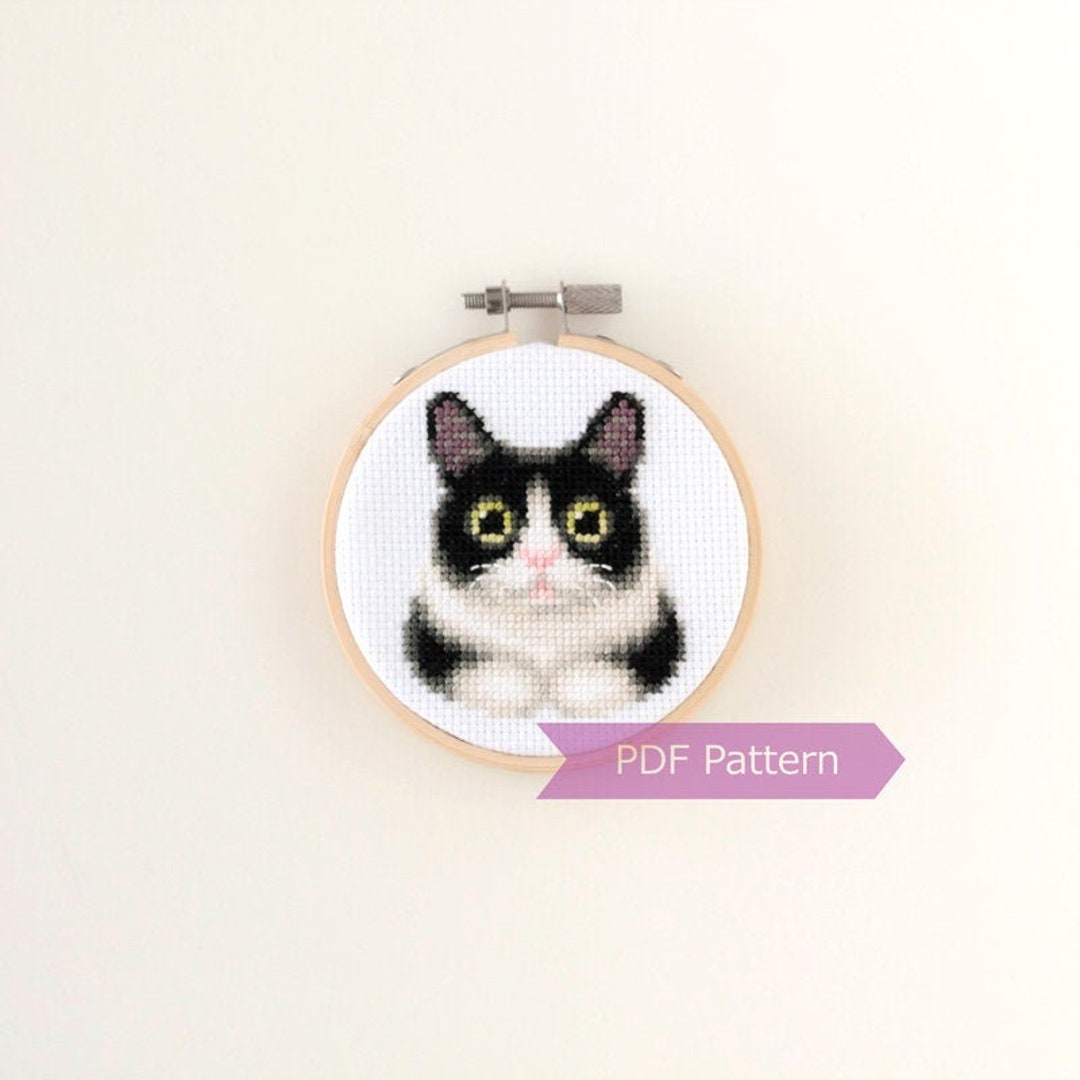 Tuxedo Cat Cross Stitch Pattern PDF Tuxedo Cat Embroidery Etsy