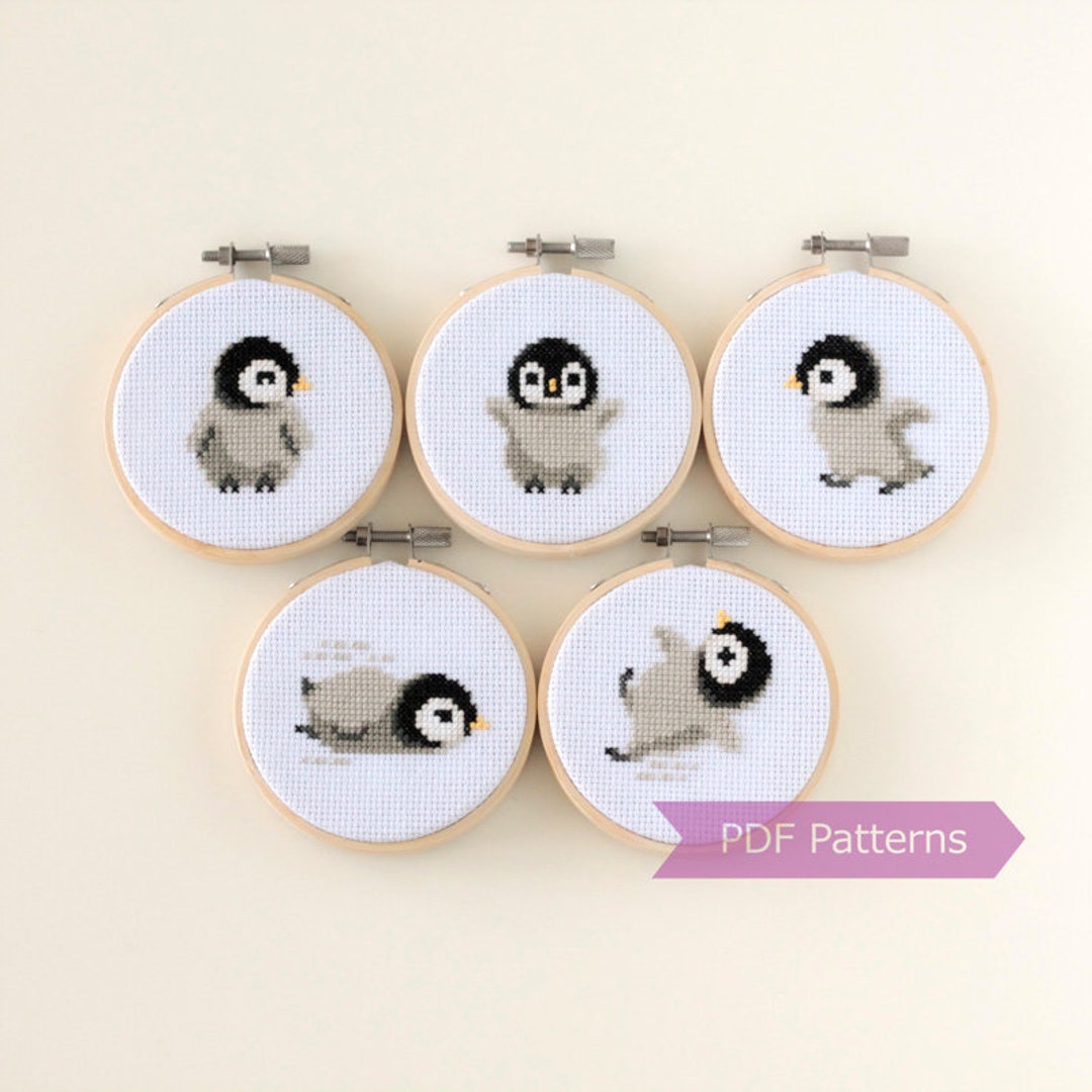 Baby Penguin Cross Stitch Pattern PDF Bundle Set of 5 Baby Etsy