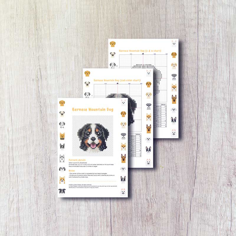 Kit Point De Croix Pré-imprimé 11CT 40x50cm - Motif Chien Bouvier Bernois, Complet Pour Débutant