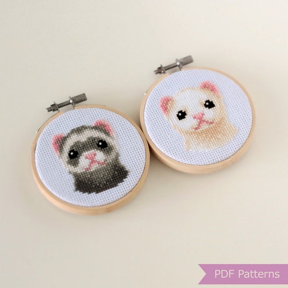 Ferret Cross Stitch Pattern PDF Bundle Ferret Embroidery PDF Instant  Download Small 