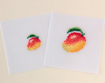 Mango cross stitch pattern PDF - Mango + Tiny Mango embroidery - Instant download -  Small