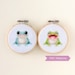 Frogs cross stitch pattern PDF bundle - Blue + Green Frog embroidery - Instant download - Small 