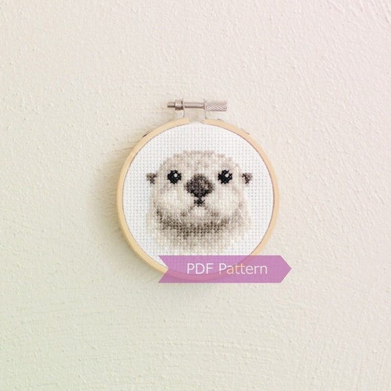 Sea Otter cross stitch pattern PDF - Sea Otter embroidery - Instant download - Small