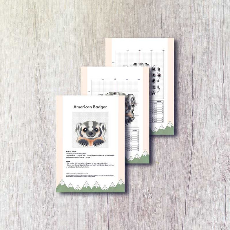 American Badger cross stitch pattern PDF bundle American Badger embroidery Instant download Small image 3
