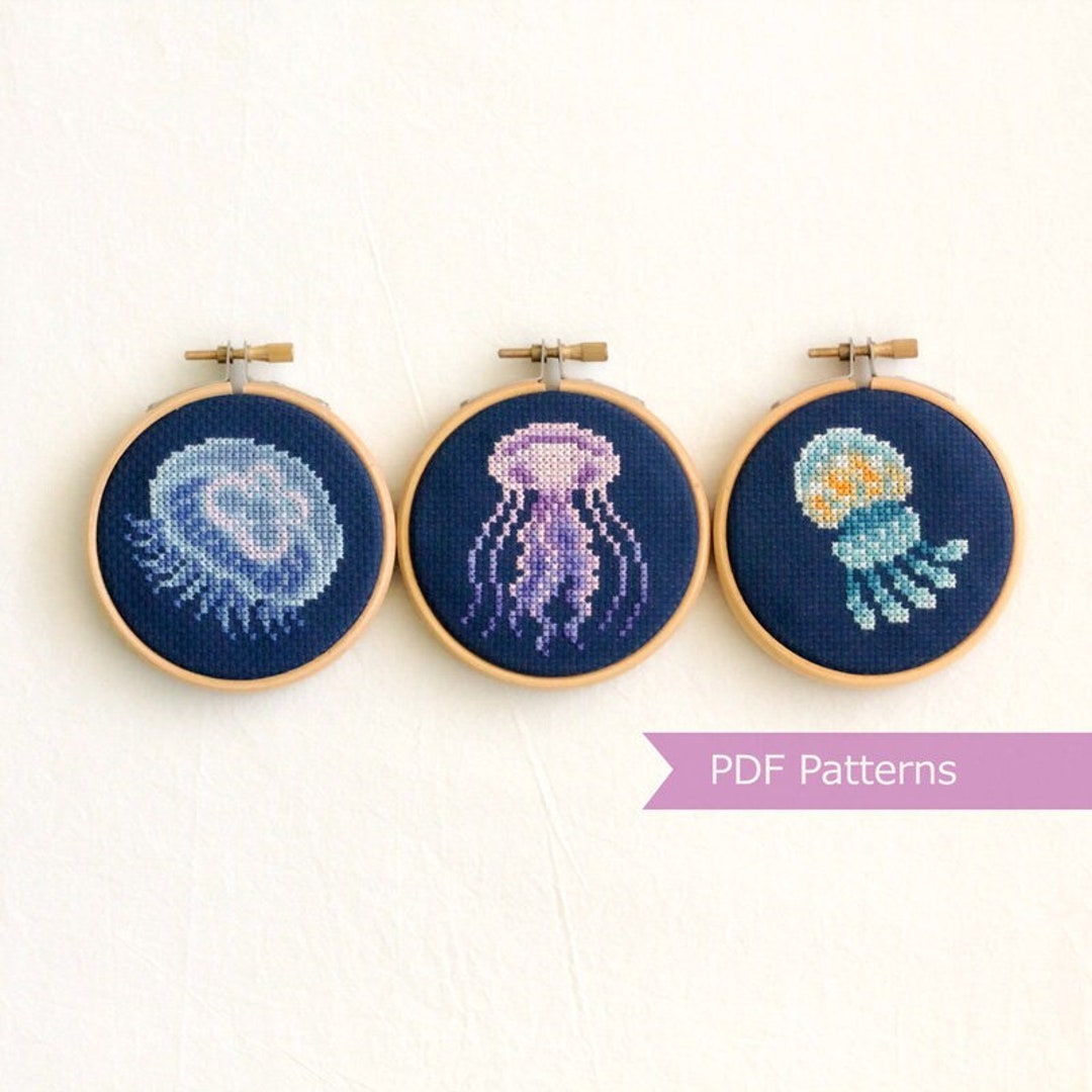 Jellyfish Cross Stitch Pattern PDF Bundle - Moon + Amakusa +