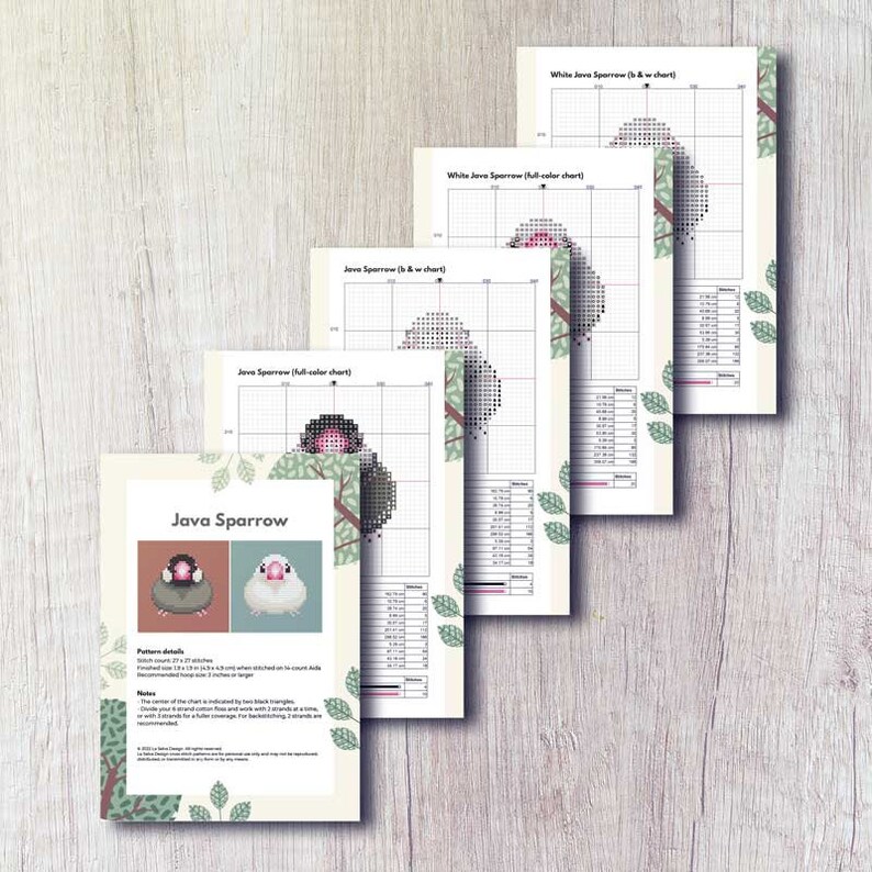 Java Sparrow Cross Stitch Pattern PDF Bundle Brown White - Etsy