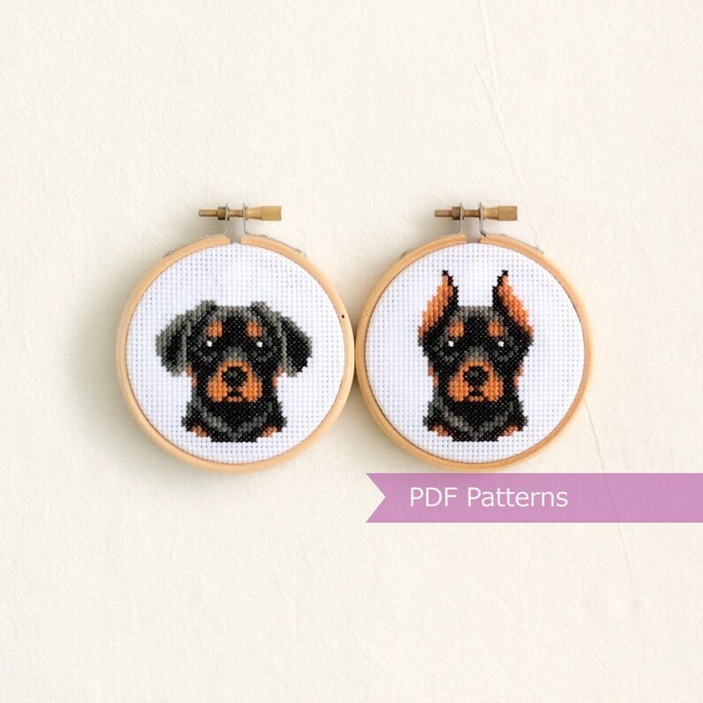 Black Doberman Cross Stitch Pattern PDF Bundle - Black + Tan Dobermann ...