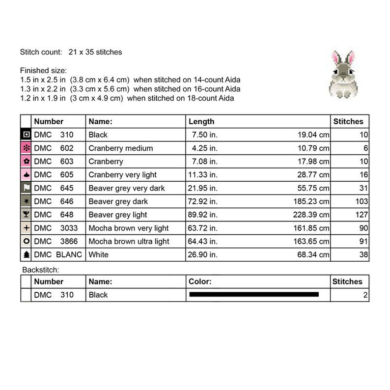 Gray Rabbit Cross Stitch Pattern PDF Bundle - Bunny + Bunny Wearing ...