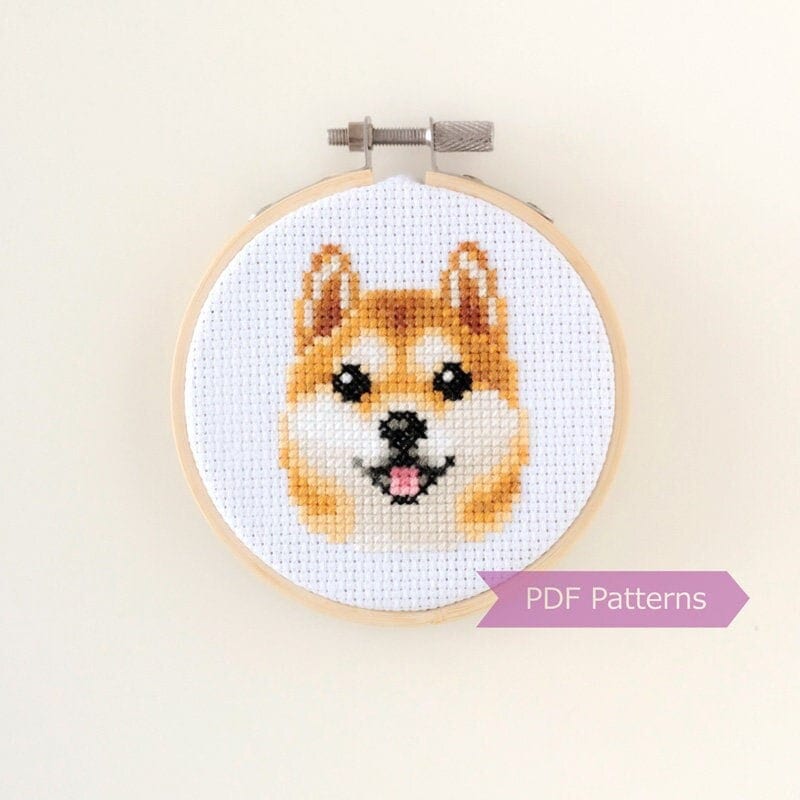 柴犬のクロスステッチパターンPDFバンドル - 柴犬の刺繍 - 即時