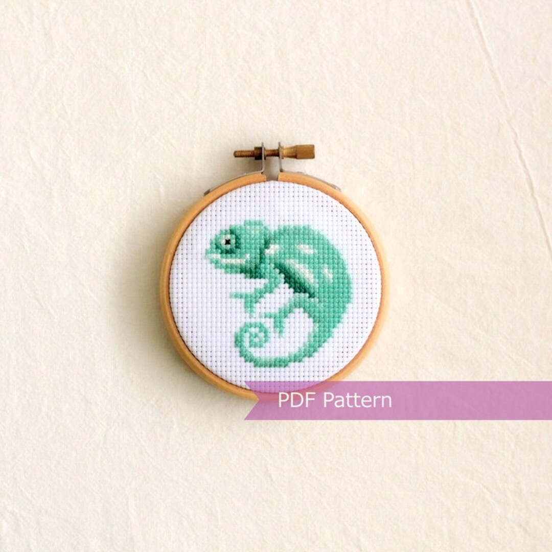 Baby Veiled Chameleon Cross Stitch Pattern PDF Veiled Chameleon