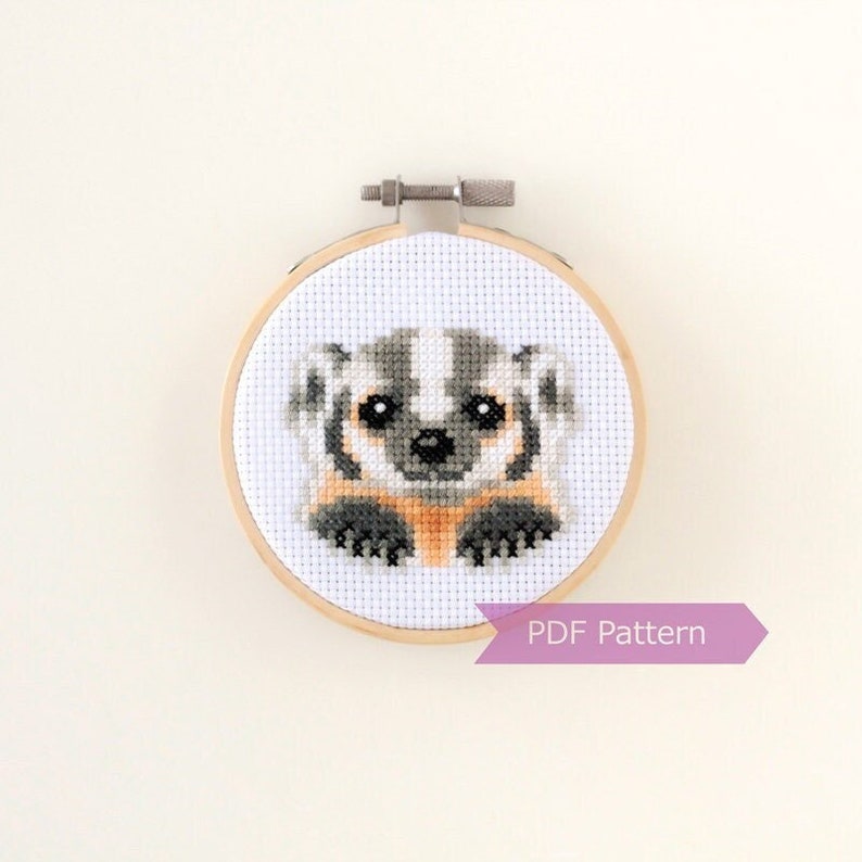 American Badger cross stitch pattern PDF bundle American Badger embroidery Instant download Small image 1