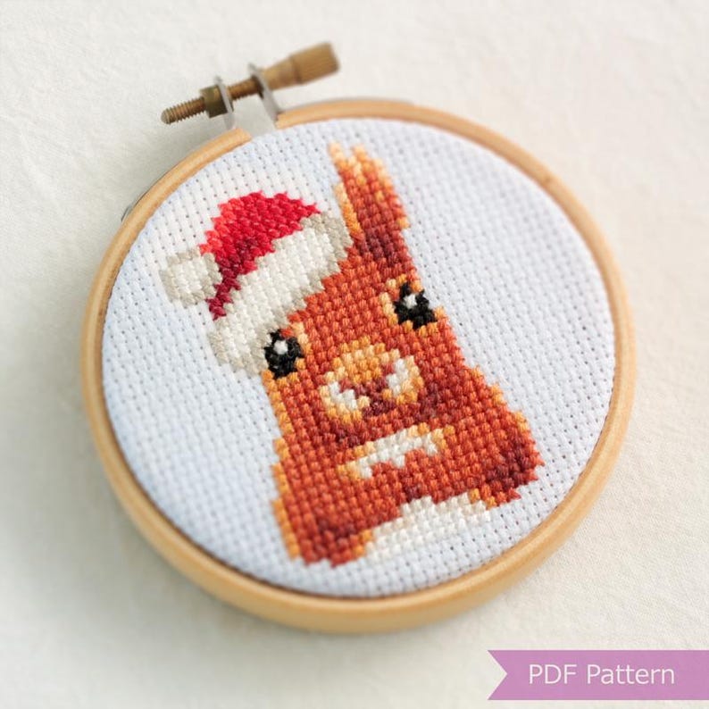 Red Squirrel Wearing Santa Hat Cross Stitch Pattern PDF - Christmas ...