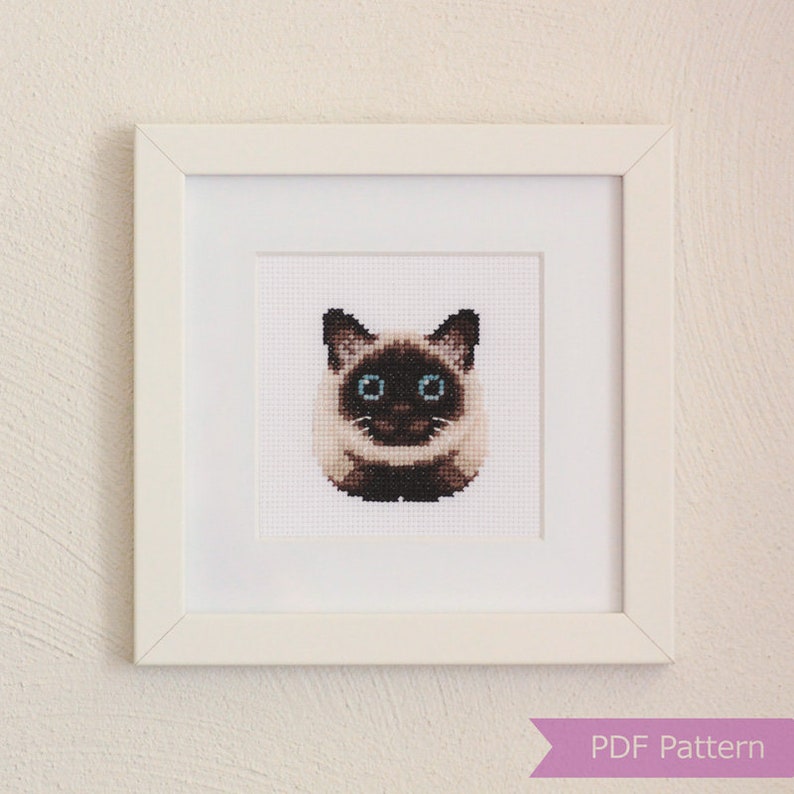 Siamese Cat cross stitch pattern PDF Siamese Cat embroidery Instant download Small image 2