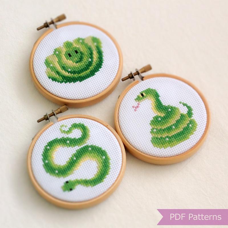 Green Tree Python Cross Stitch Pattern PDF Bundle - 3 Green + 3 Blue ...