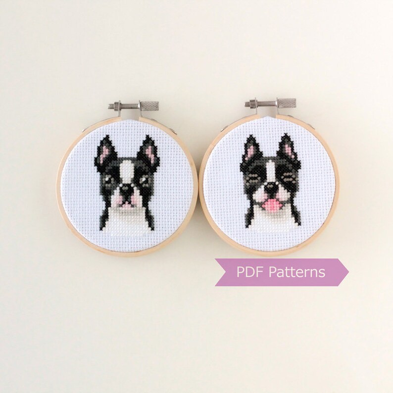 Boston Terrier Cross Stitch Pattern PDF Bundle Boston Etsy
