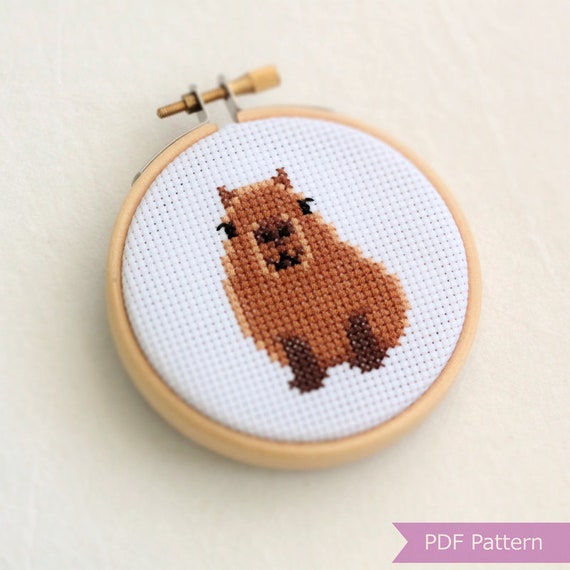 カピバラのクロスステッチ図案PDF - カピバラの刺繍 - すぐに