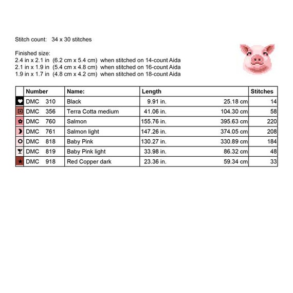 Happy Pig Cross Stitch Pattern PDF - Pig + Smiling Pig Embroidery