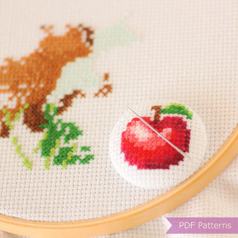 Apples Cross Stitch Pattern PDF Apple Embroidery 3 Sizes Etsy