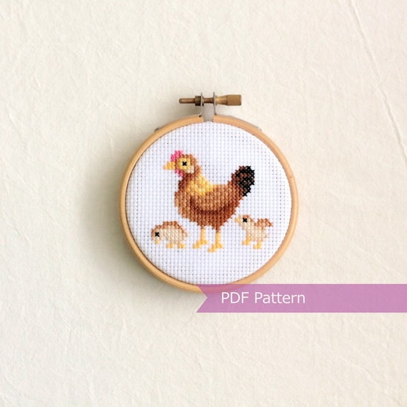 Kit De Punto De Cruz, Diseño De Gallina De Awesocrafts Con