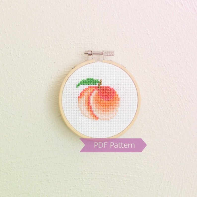 Peach Cross Stitch Pattern PDF Peach Embroidery Instant Etsy Australia