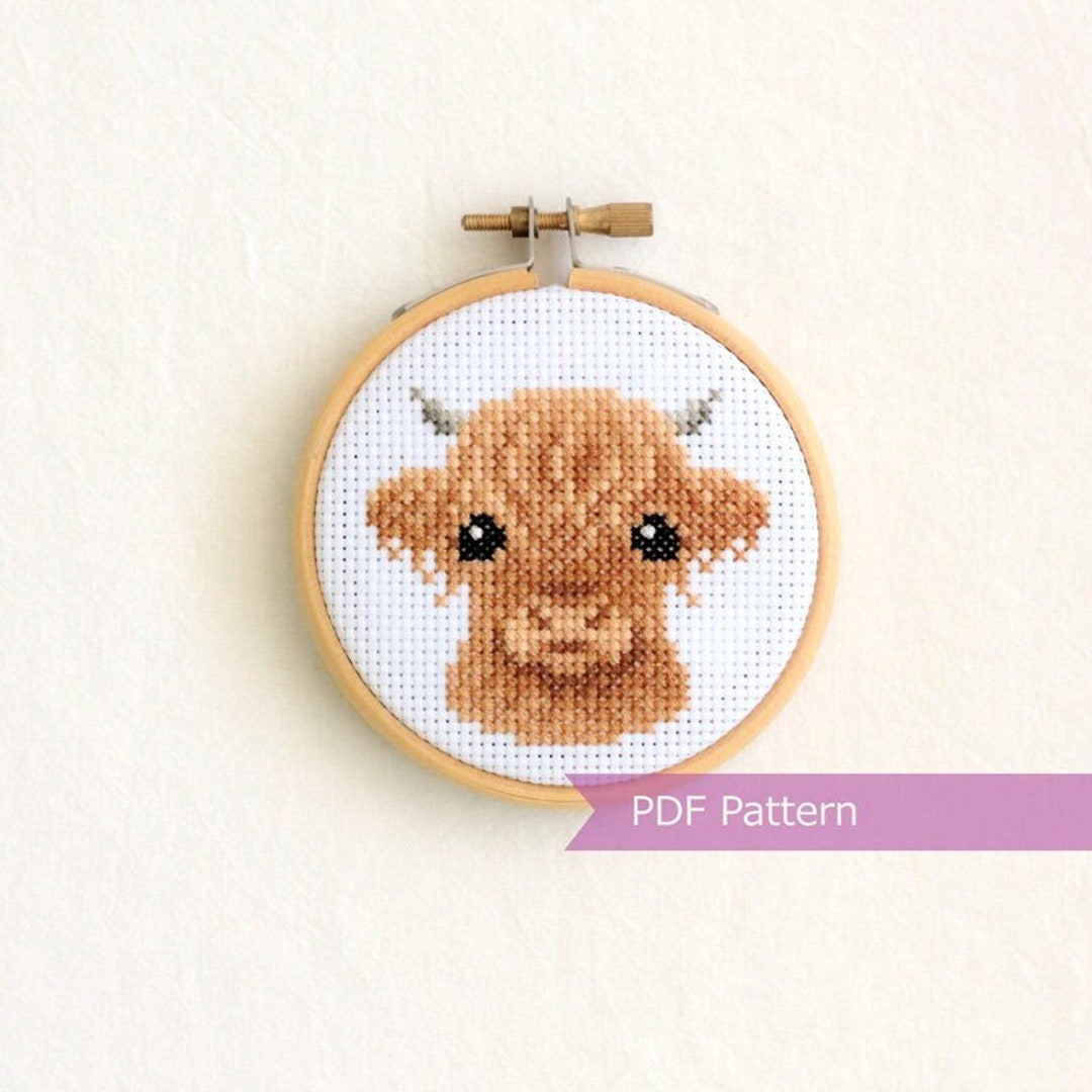 Highland Cattle Cross Stitch PDF - Highland Cow Embroidery - Instant ...