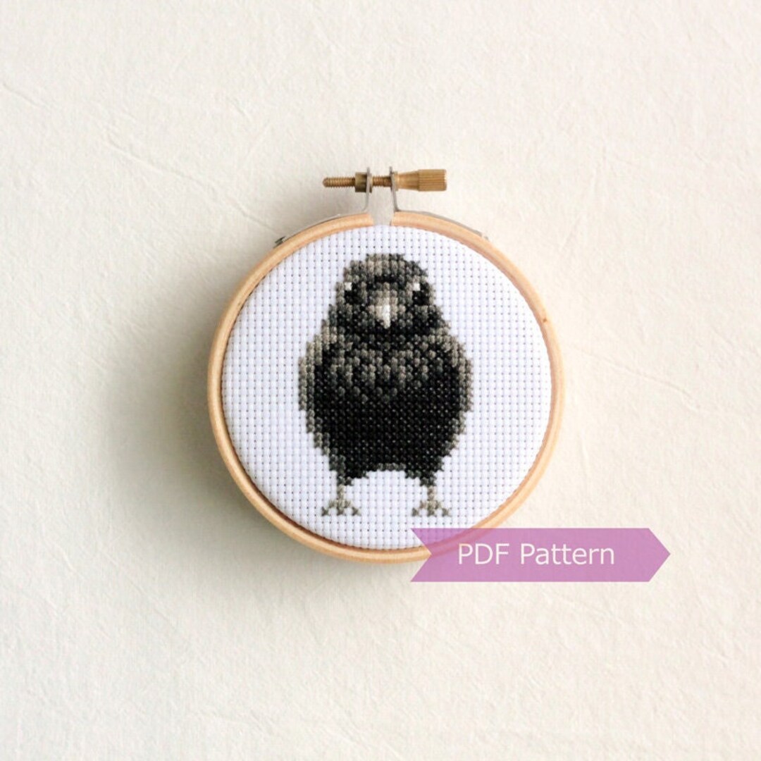 Crow Cross Stitch Pattern PDF Raven Embroidery Instant Etsy