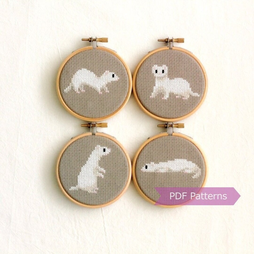 White Ferret Cross Stitch Pattern PDF Bundle - White Ferret Embroidery ...